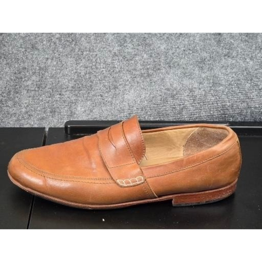 Adelante Made-To-Order Mens Designer Leather Penny‎ Loafers Tan Brown Sz 10.5 D
